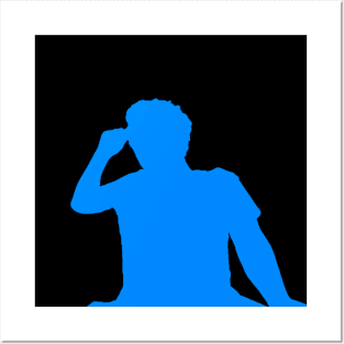 Facing Left Blue Silhouette Posters and Art